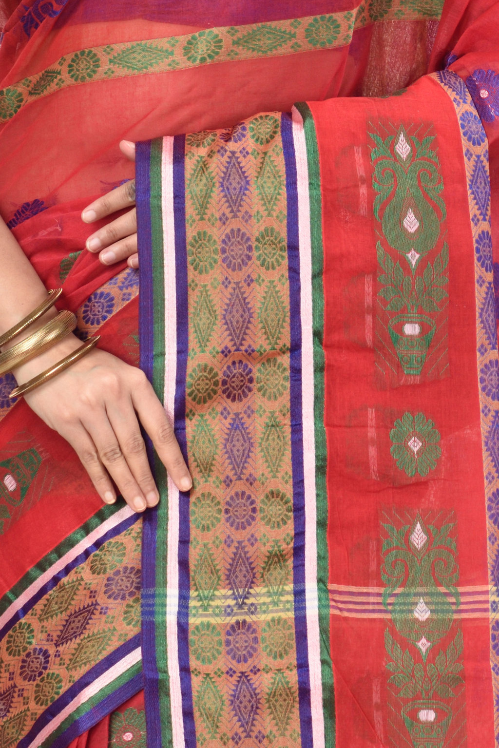 Red Pure Cotton Kadambori_Ankit Tant Saree (766)